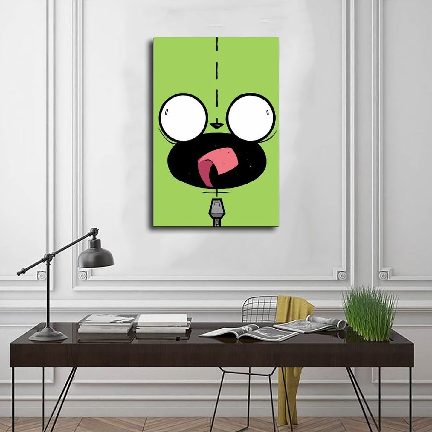 Invader Zim Gir Wooden Framed Canvas Poster – 3D Art Print for Living Room, Bedroom, or Office Decor, Quirky Anime Wall Accent