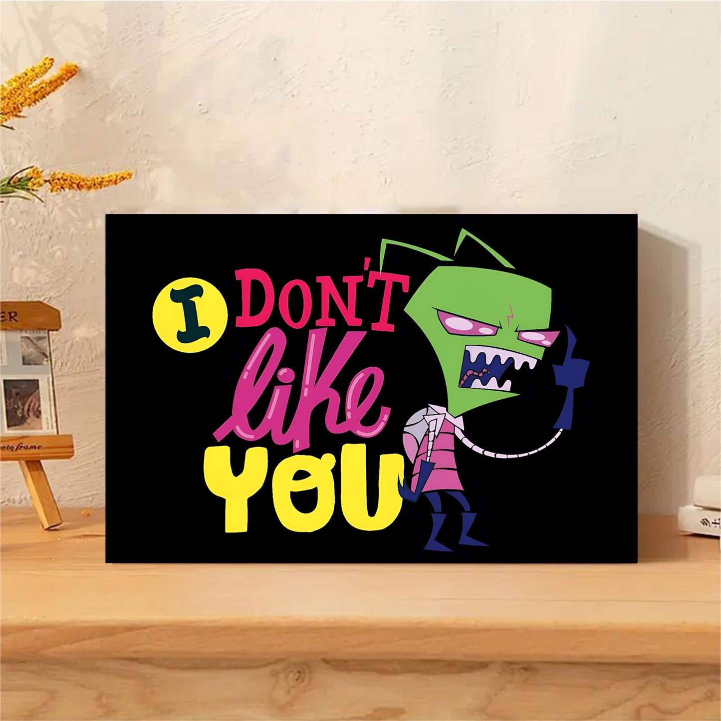 Invader Zim "I Don’t Like You" Canvas Wall Art – 12x18" Frameless Poster for Bedroom & Living Room Decor, Quirky Alien Fun