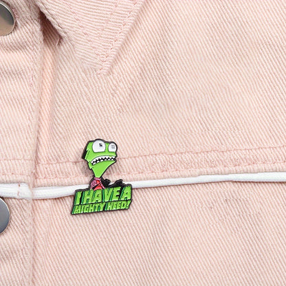 Invader Zim Gir Enamel Lapel Pin – Quirky Green Character Badge for Backpacks, Jackets, and Accessories