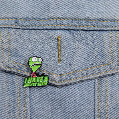 Invader Zim Gir Enamel Lapel Pin – Quirky Green Character Badge for Backpacks, Jackets, and Accessories