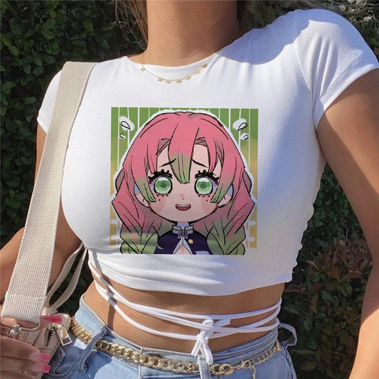 Demon Slayer Anime Prints T-Shirt For Female Loose Tee Shirts