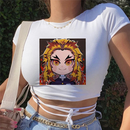 Demon Slayer Anime Prints T-Shirt For Female Loose Tee Shirts