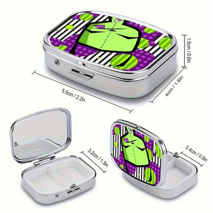 Invader Zim Gir 2-Compartment Mini Pill Box – Portable Medicine Organizer for Travel, Pocket, or Mini Purse – Quirky Alien Design